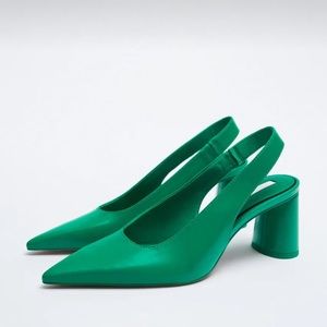 New Zara wide heeled slingbacks 6.5
